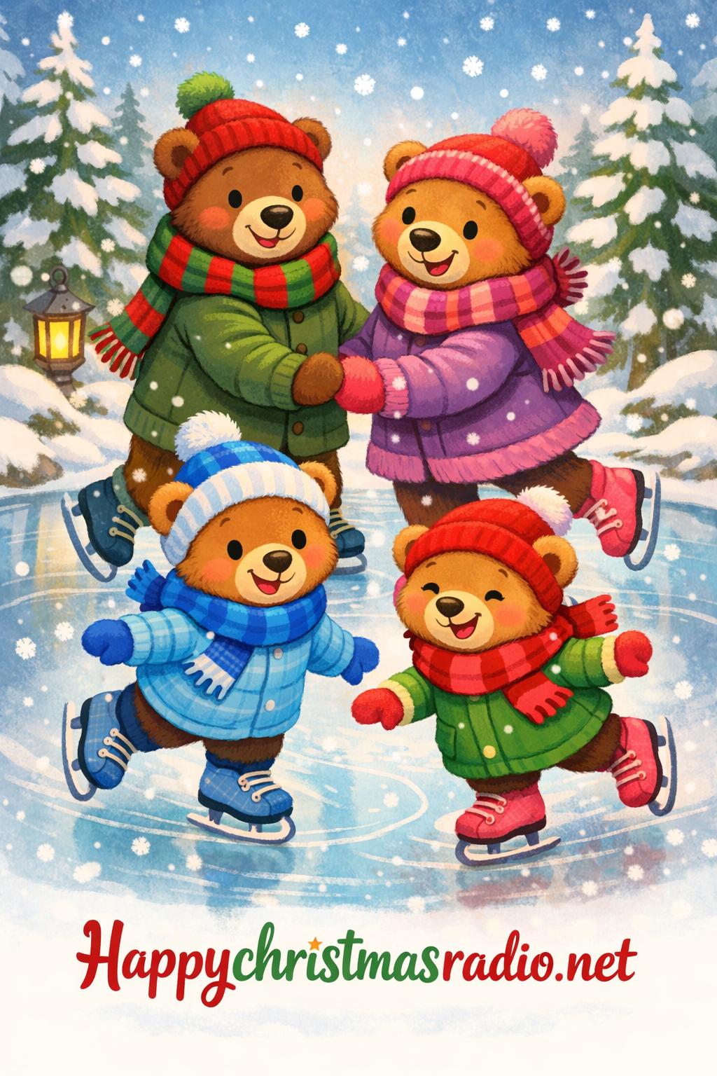 Teddybear family ice skating
